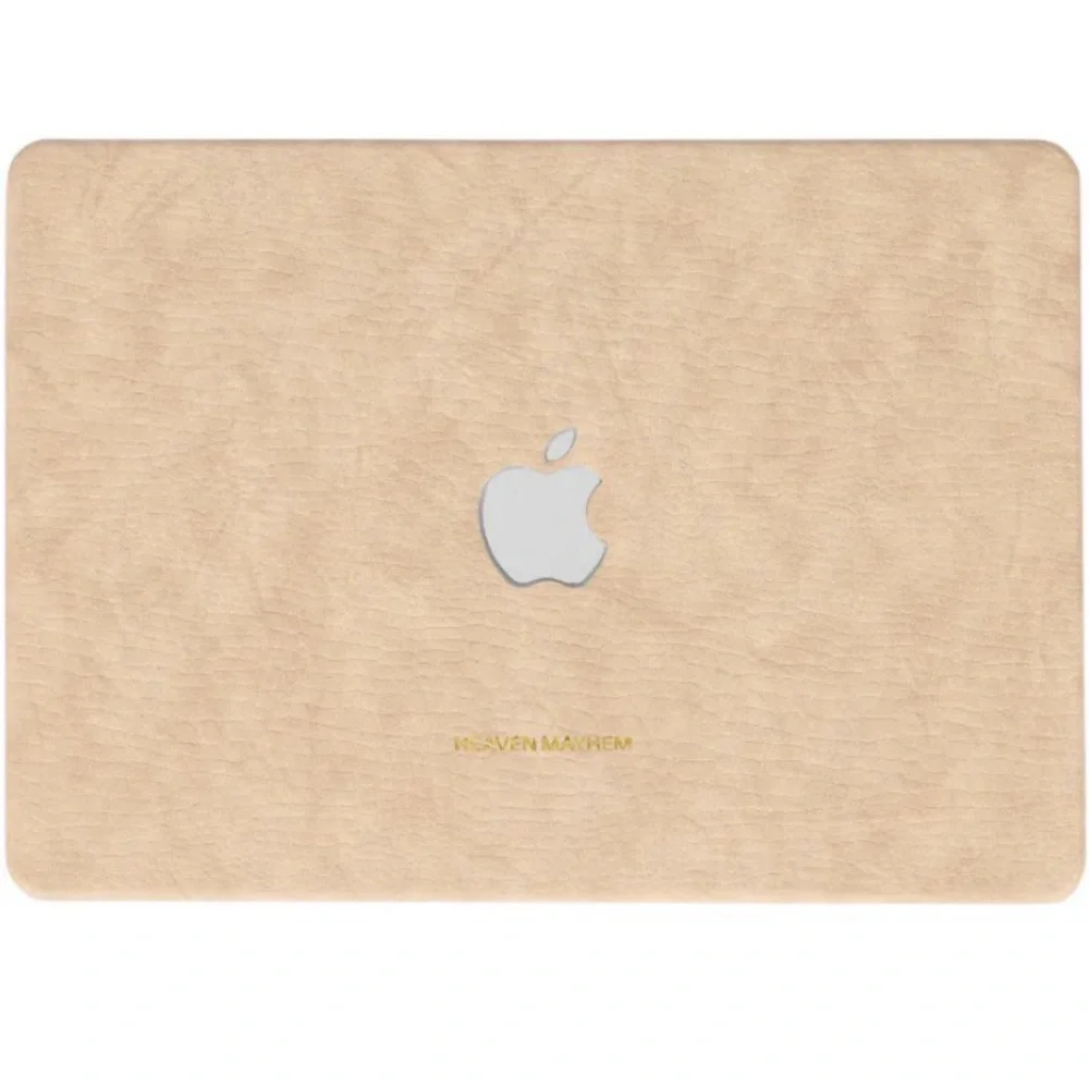 Apple Laptop with Beige Cover
